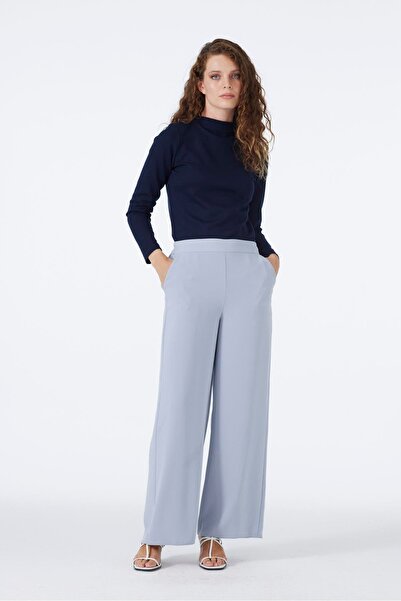 Zühre Wide Leg Gray Fabric Trousers P-0013