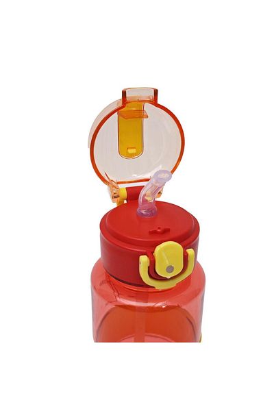 B4U Kids water bottle, pop-up flip-top lid with straw, summer, silicone grip, red, 600 ml JX187