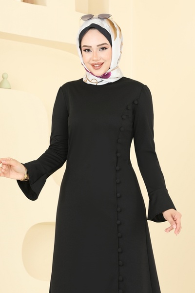 ModaMerve Düğme Detaylı Dabıl Takım ASM2817-MS Siyah