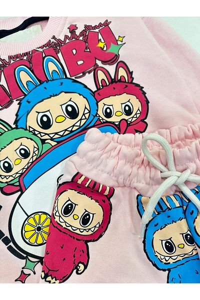 chibuumbabykids Girl's Colorful Labubu Printed Tracksuit Set