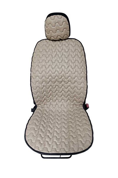 R.O RELAXOTOAKSESUAR وسادة مقعد سيارة من الجلد الصناعي باللون البيج، قطعتان