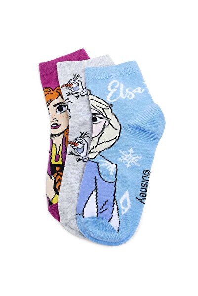 R&B 3 Pack Elsa Print Ankle Socks