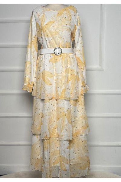 RACE FASHİON Patterned chiffon dress