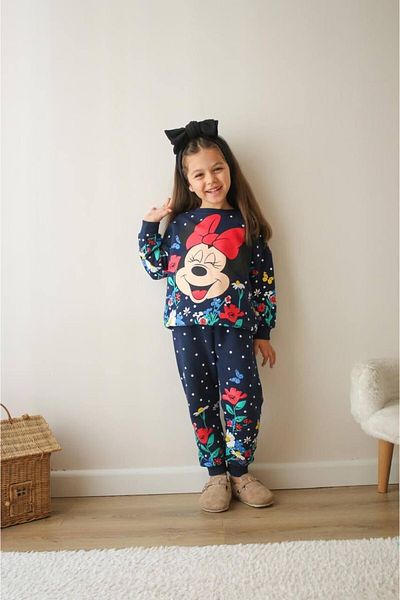 chibuumbabykids Girl's Colorful Minnie Printed Tracksuit Set