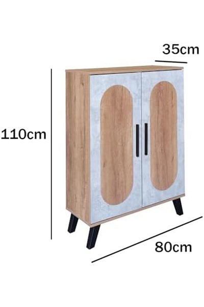 BAITY Two-Door Shoe Cabinet Malaysian Wood, Wooden and Gray Color - MLY-1045