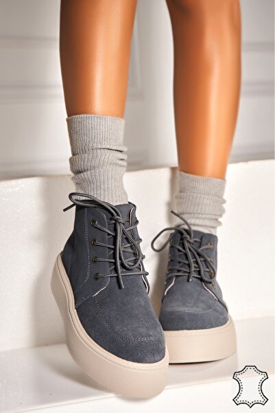 Joana Γυναικείες Γκρι Δερμάτινες Μπότες Airyn από Σουέτ