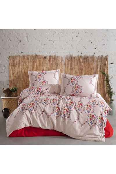 Pucioasa Double bed linen made of 100% cotton with traditional floral print, Navas
