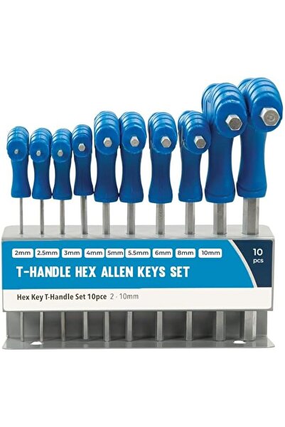 Duravel مجموعة مفاتيح سداسية ألين، 10 قطع، 2 مم - 10 مم، مقبض على شكل حرف T