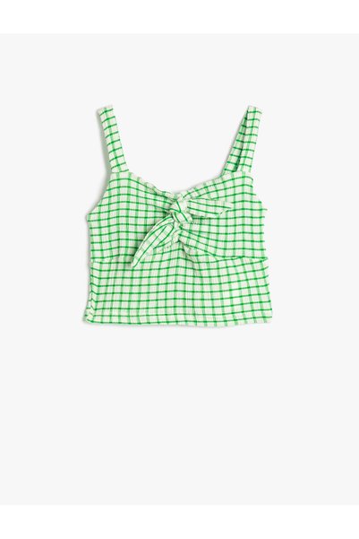 Koton Crop Tank Top Strappy Tie-Front Detail Gleamy
