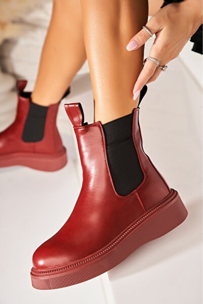 Joana Women's Red Fur-lined Boots Made of Ecological Leather Sadora