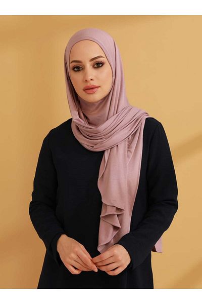 Tuva Practical Combed Cotton Shawl with Neck Collar - Soft Lilac -