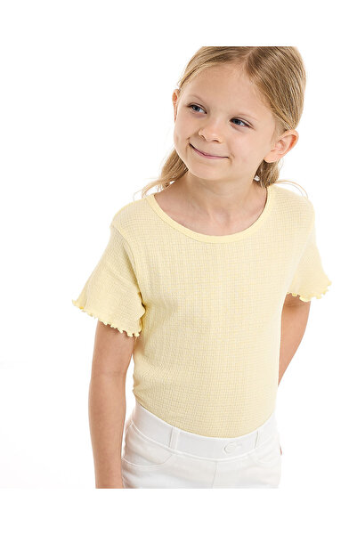 R&B Textured Top with Crew Neck and Short Sleeves