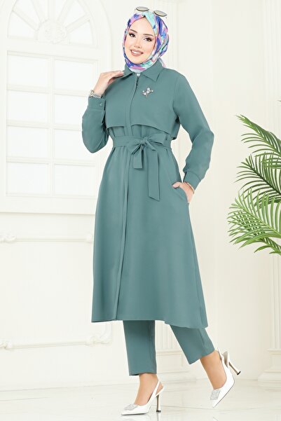 ModaMerve Bolero Detaylı Tesettür Kombin 23023UKB139-MS Mint
