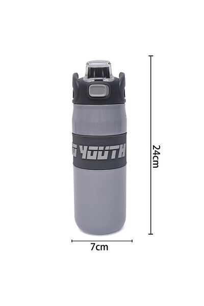 B4U Children's thermos water bottle, stainless steel, pop-up flip-top, with grip, gray, 680 ml KL-8187