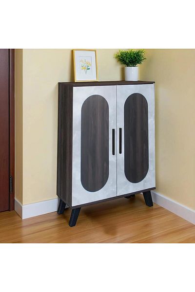 BAITY Two-Door Shoe Cabinet, Malaysian Wood, Dark Brown - MLY-1044