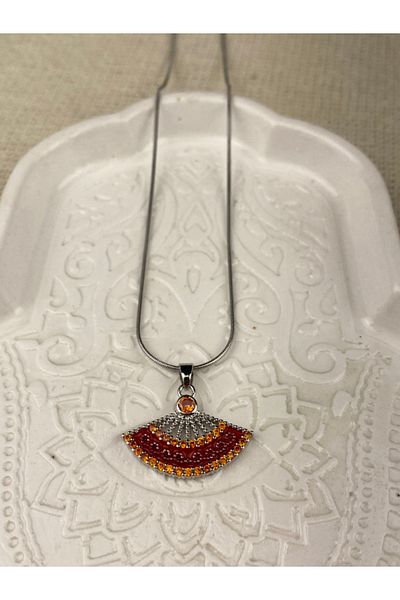 Brethils Zircon Stone Fan Necklace Tarnish Free Snake Chain 45cm Guaranteed Invoice Shipped in Gift Package
