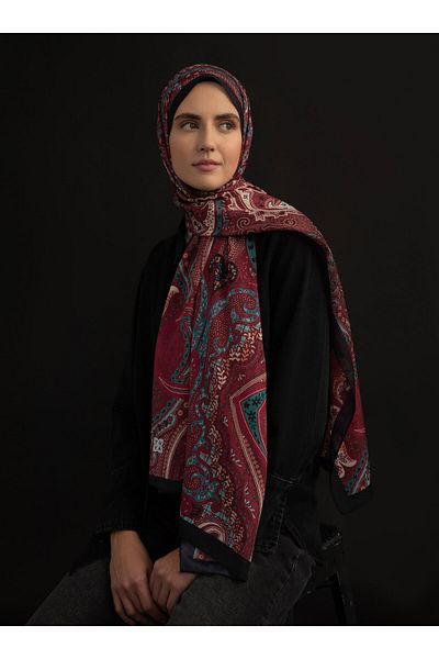 Tuva Ethnic Patterned Soft Shawl - Multicolored -