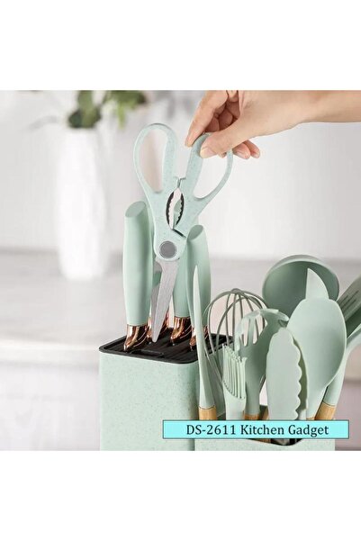 Tradeo 19-Pc Silicone Cooking Utensil Set – Heat Resistant Tools w/ Wooden Handles for Nonstick Cookware