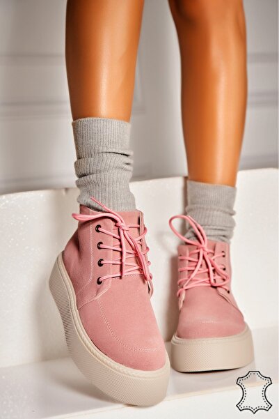 Joana Γυναικείες Ροζ Σουέτ Δερμάτινες Μπότες Airyn