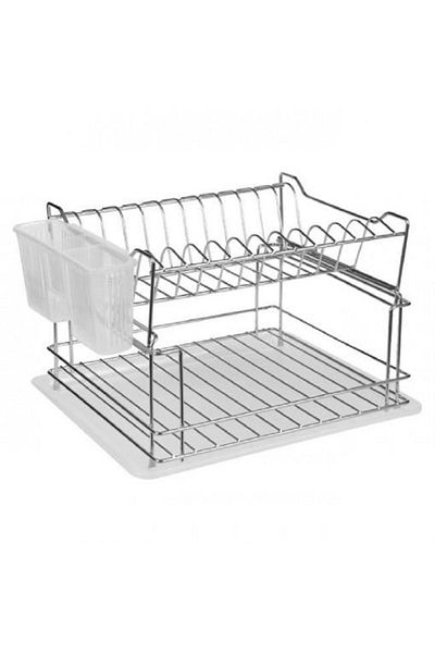 OEM Uscator metalic pentru vase si tacamuri, dimensiune 36x29x22 cm, 2 nivele