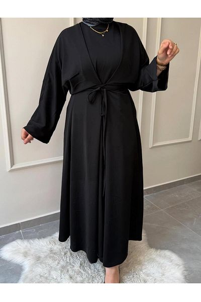 afife Tested Dress Medina Silk Fadi̇me Model Abaya Sleeve Large Size Waist Lace Dress