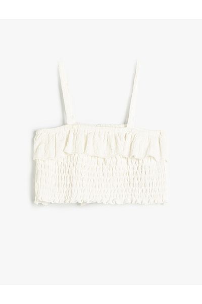 Koton White Girl's Strappy Crop Blouse