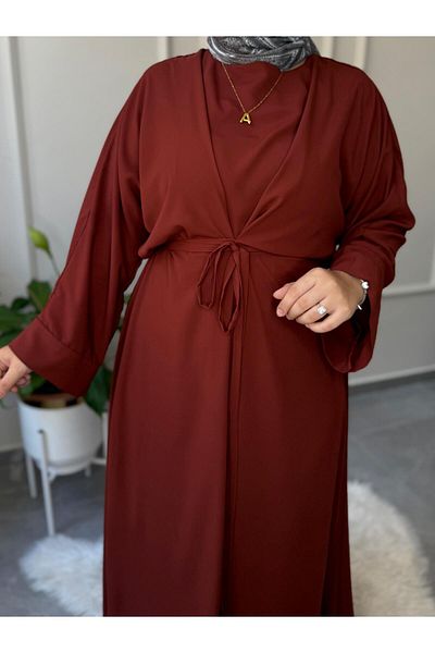 afife Tested Dress Medina Silk Fadi̇me Model Abaya Sleeve Large Size Waist Lace Dress