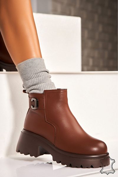 Joana Women's Brown Genuine Leather Boots Elianie