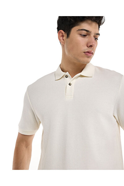 R&B Textured Polo T-Shirt with Short Sleeves