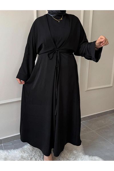 afife Tested Dress Medina Silk Fadi̇me Model Abaya Sleeve Large Size Waist Lace Dress