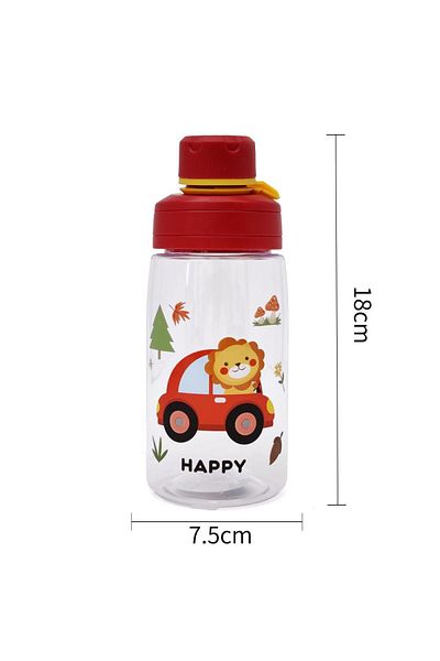 B4U Pop-up flip-top kindergarten water bottle for children, town-happy, red, 480 ml MD-SL-005