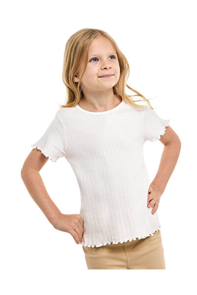 R&B Textured Top with Crew Neck and Short Sleeves