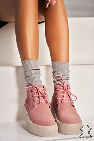 Joana Γυναικείες Ροζ Σουέτ Δερμάτινες Μπότες Airyn