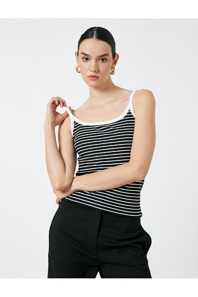 Koton Black Women's U Neck Strappy Tank Top