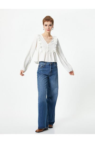 Koton White Women's Ruffle Bouse