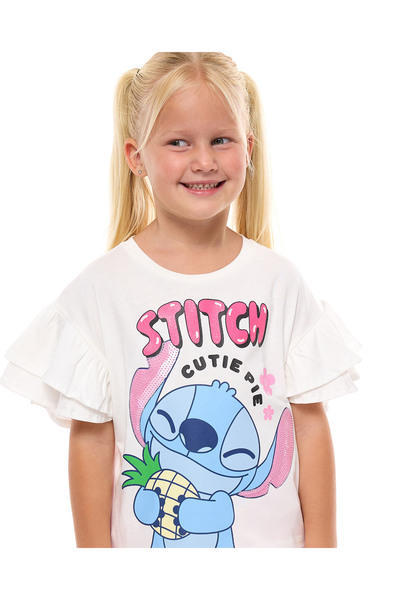 R&B بلوزة مطبوعة بخياطة مع رقبة دائرية وأكمام منفوخة