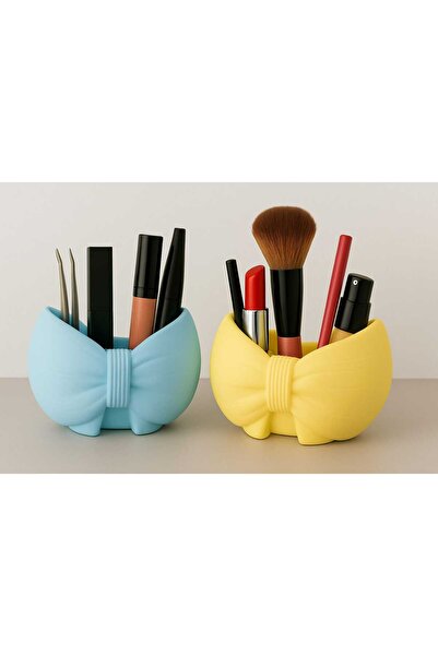 Sfmstore 2 Lİ KURDELE TEMALI Seramik Saksıda Yapay Sukulent 8x7,5 Cm Dekoratif Masa Üstü Kalemlik Çiçek Seti