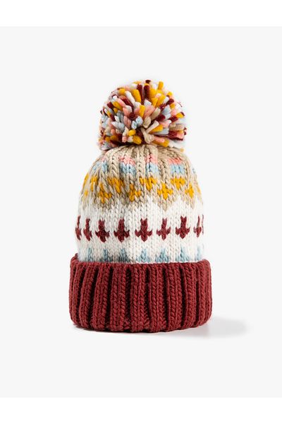 Koton Knitted Beanie Patterned Pompom Detail