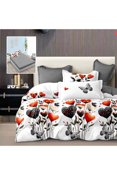 Pucioasa Λεπτά κλινοσκεπάσματα με λάστιχο, κόκκινες και μαύρες καρδιές