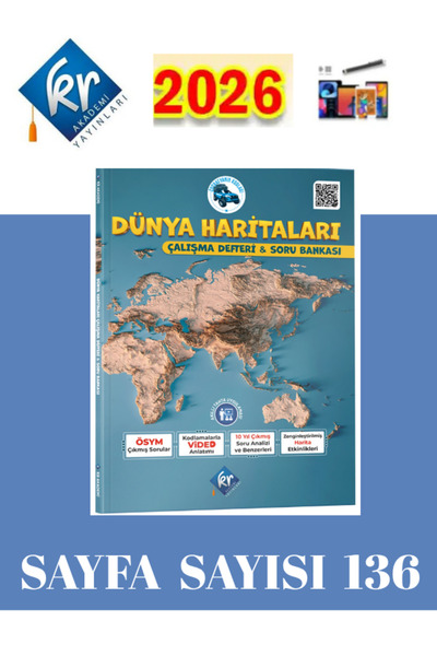 Ens Yayıncılık KR 2025-2026 Coğrafyanın Kodları Dünya Haritaları Çalışma Defteri Soru Bankası+Defter Seti