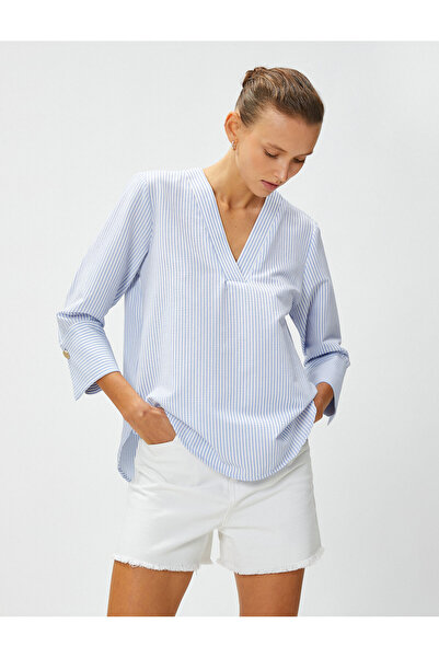 Koton V Neck Relax Fit Blouse Cotton