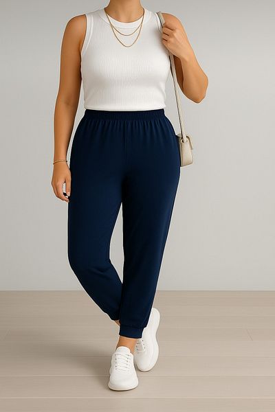 glanour Double Set: White Tank Top & Sweatpants
