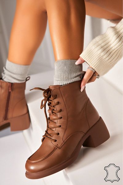 Joana Women's Natural Leather Boots Khaki Yanna