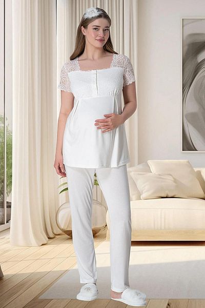Mavelle Women's Lace Maternity Pajama Set 6010