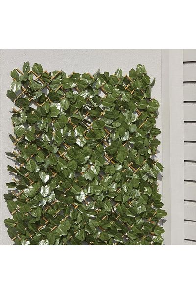SERSIMO Fence/screen panel made of wood and artificial leaves, extendable, 100x200cm
