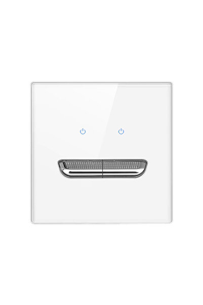 VSM Întrerupător Dublu Tactil cu LED, din Sticlă Temperată Albă – Montaj pe P...