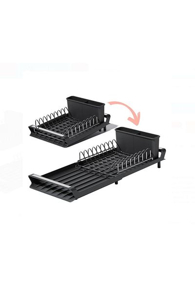 OEM Uscator de vase extensibil, dimensiune 19x28-47x12 cm, Negru