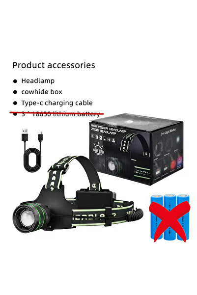 Choice no battery High Power Spotlight Long Range Headlamp Type-C Charging 5 ...