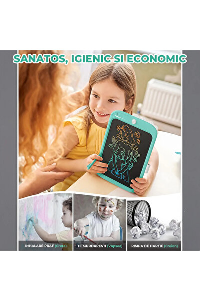 Elindor ® Tabletă de desen LCD de 10 inci, jucărie educativă pentru copii, portabilă, albastră