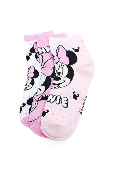 R&B 3 Pack Minnie Mouse Print Ankle Socks